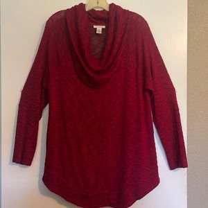Westbound Long sleeve red cowl neck lightweight sweater top